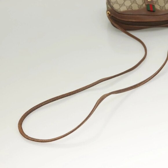 GUCCI GG Supreme Web Sherry Line Bag PVC Beige Gold 156 02 066 Auth bs27546 - Picture 8 of 16